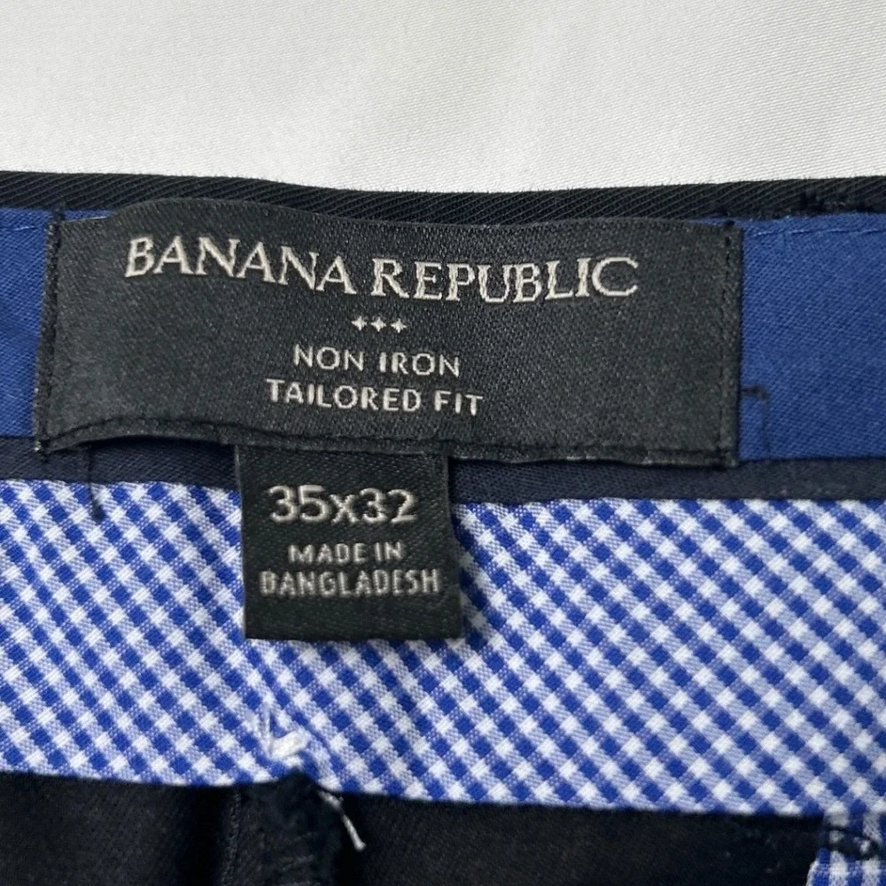 Banana Republic Mens Non Iron Tailored Fit Chino Pants Size 35x32 Black Work